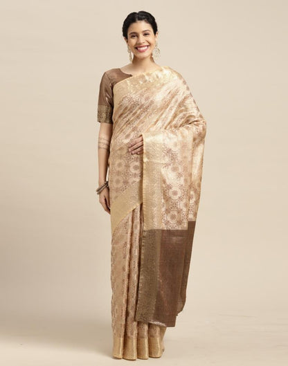 Beige Cotton Silk Saree | Sudathi