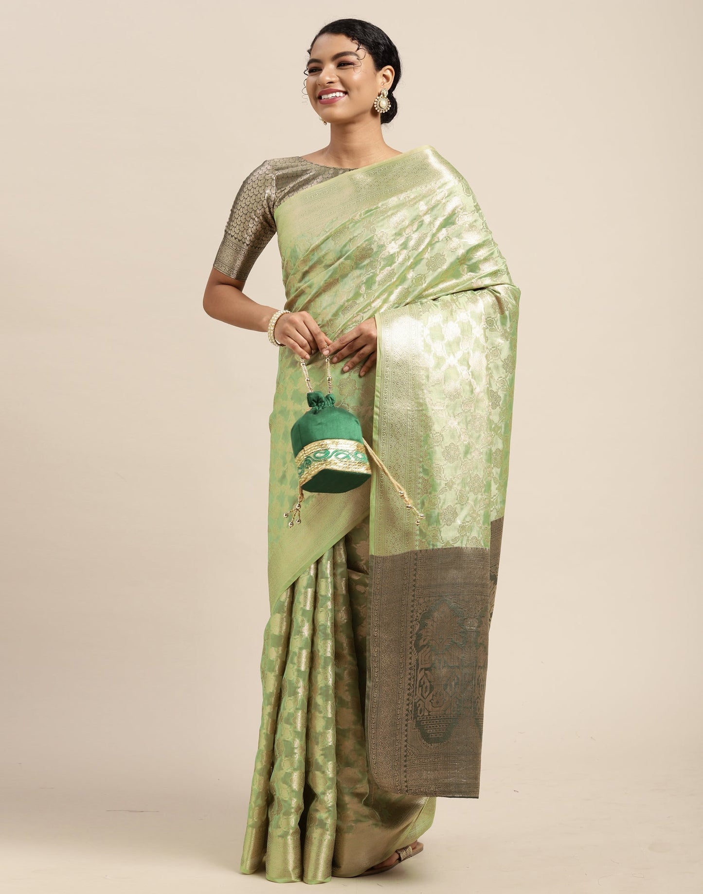 Pista Green Silk Saree | Sudathi
