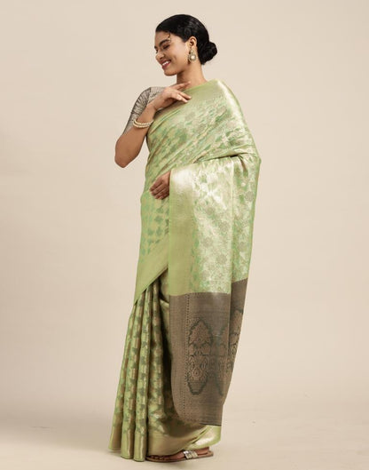 Pista Green Silk Saree | Sudathi