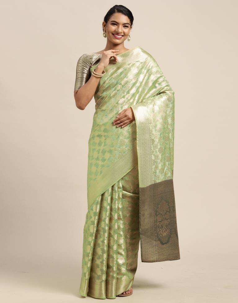 Pista Green Silk Saree | Sudathi