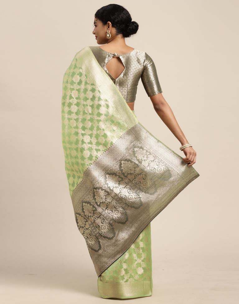 Pista Green Silk Saree | Sudathi