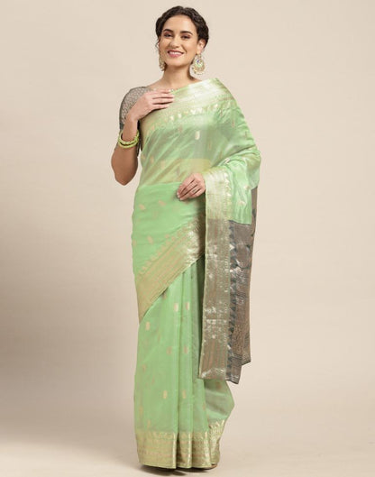 Pista Green Silk Saree | Leemboodi