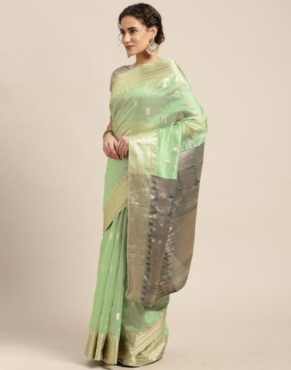 Pista Green Silk Saree | Leemboodi