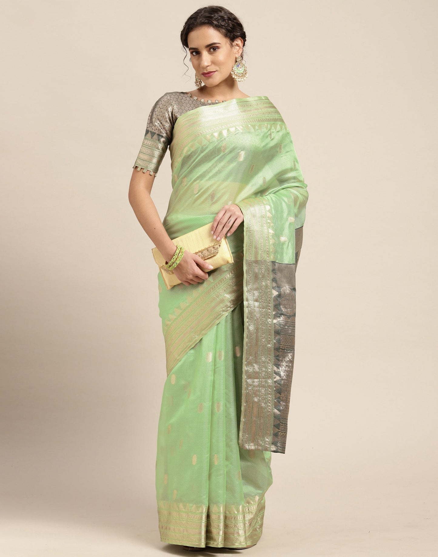 Pista Green Silk Saree | Leemboodi