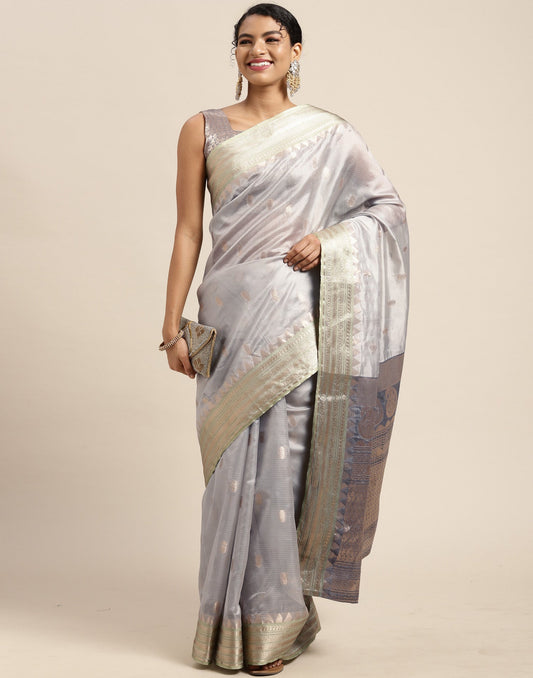 Grey Silk Saree | Leemboodi