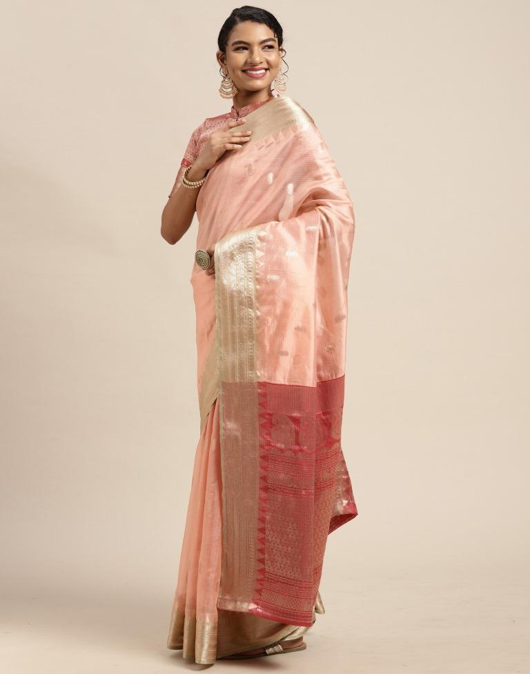 Peach Silk Saree | Leemboodi