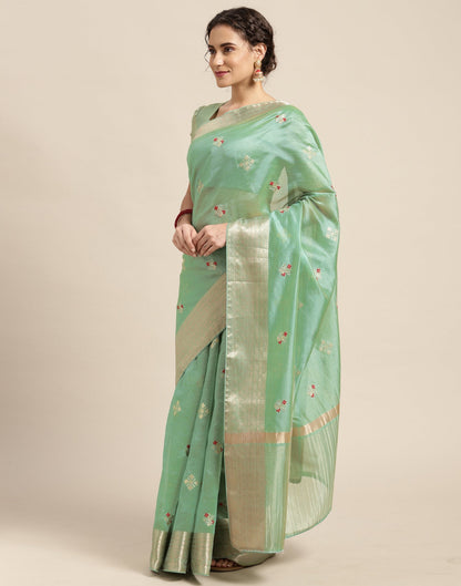 Mint Green Embroidery Saree | Sudathi