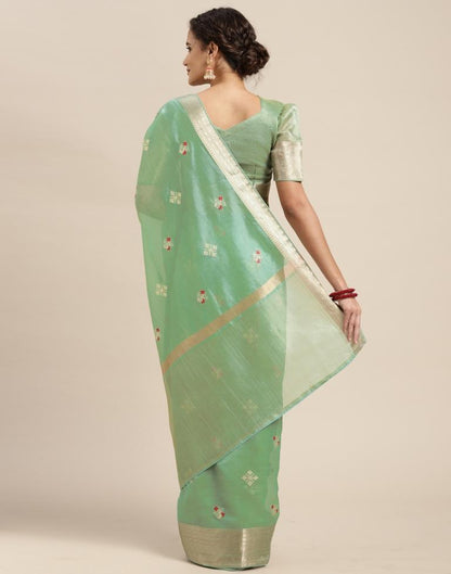 Mint Green Embroidery Saree | Sudathi