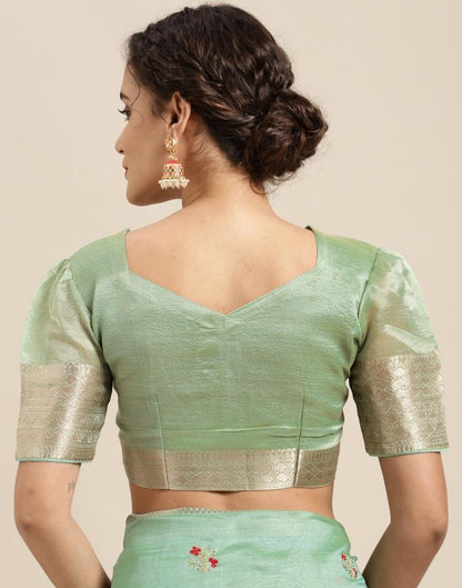Mint Green Embroidery Saree | Sudathi