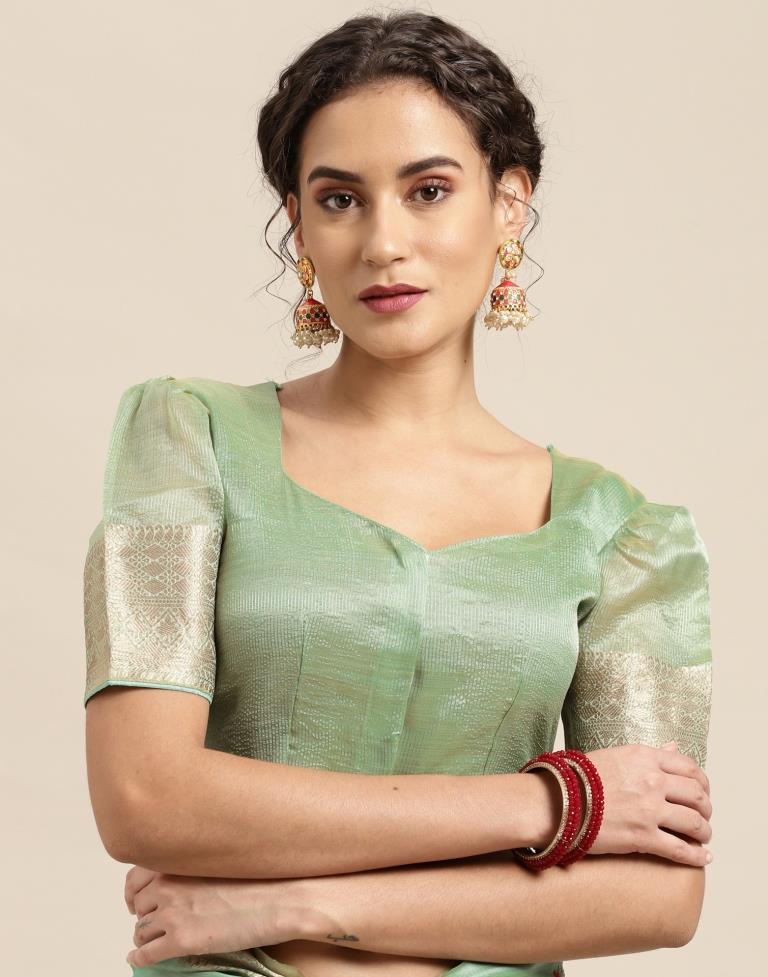 Mint Green Embroidery Saree | Sudathi