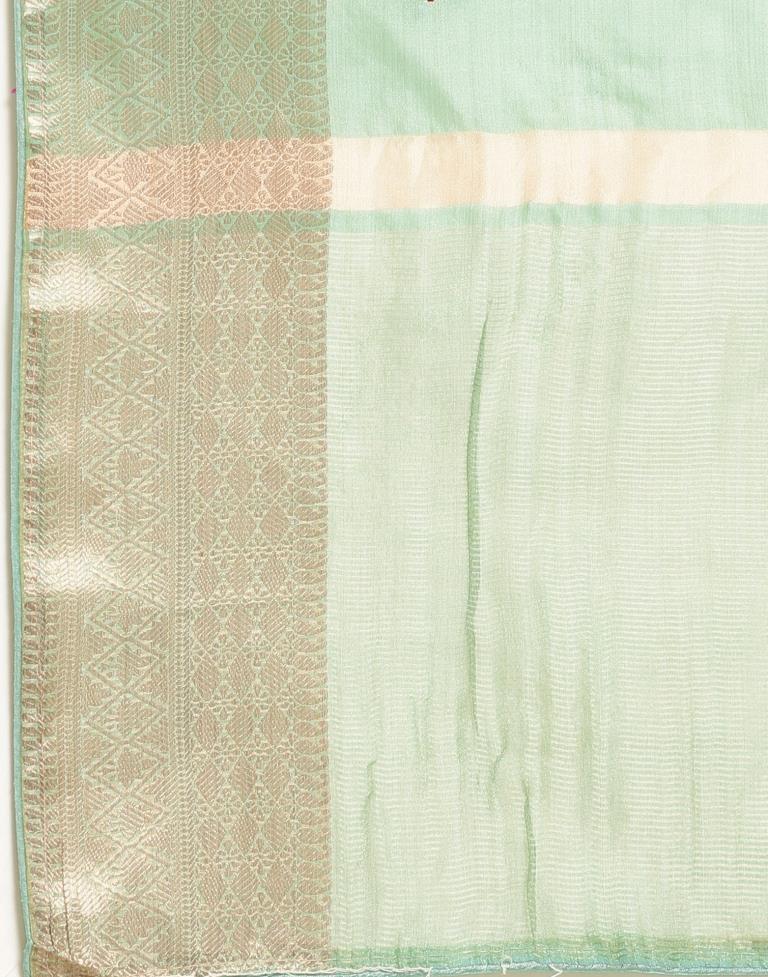 Mint Green Embroidery Saree | Sudathi