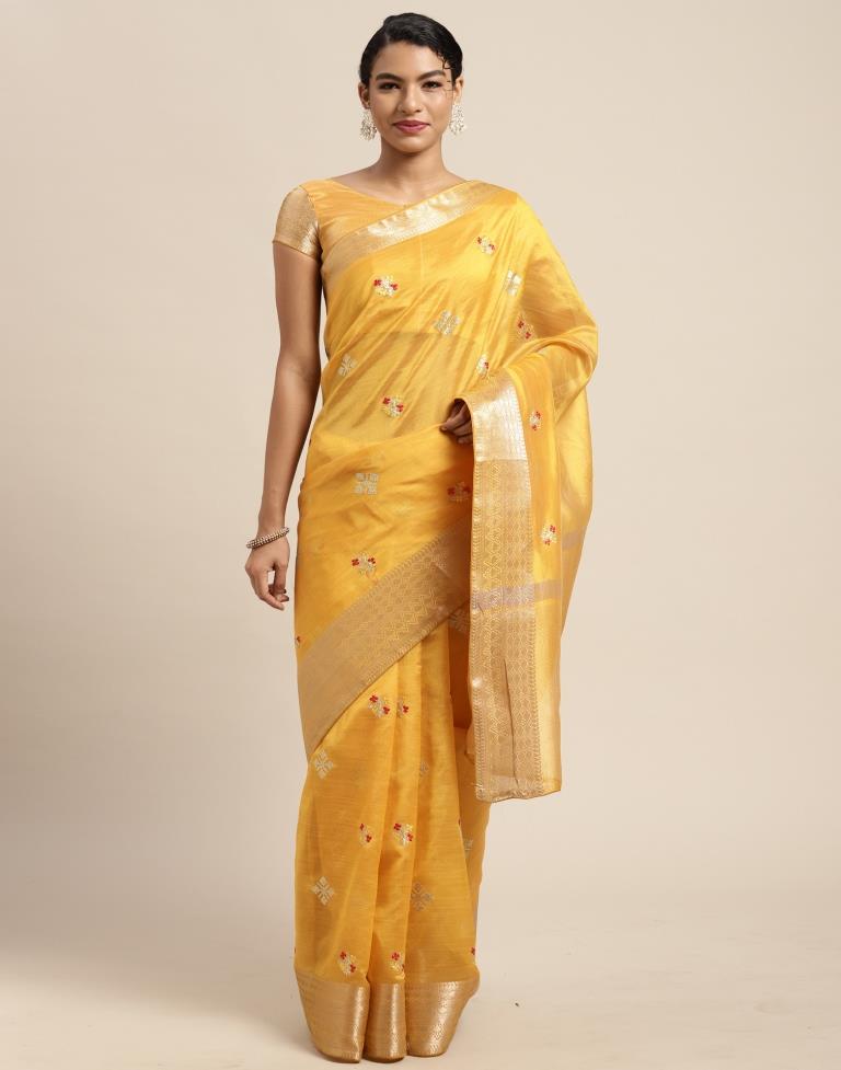 Yellow Embroidery Saree | Sudathi