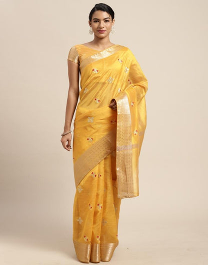 Yellow Embroidery Saree | Sudathi