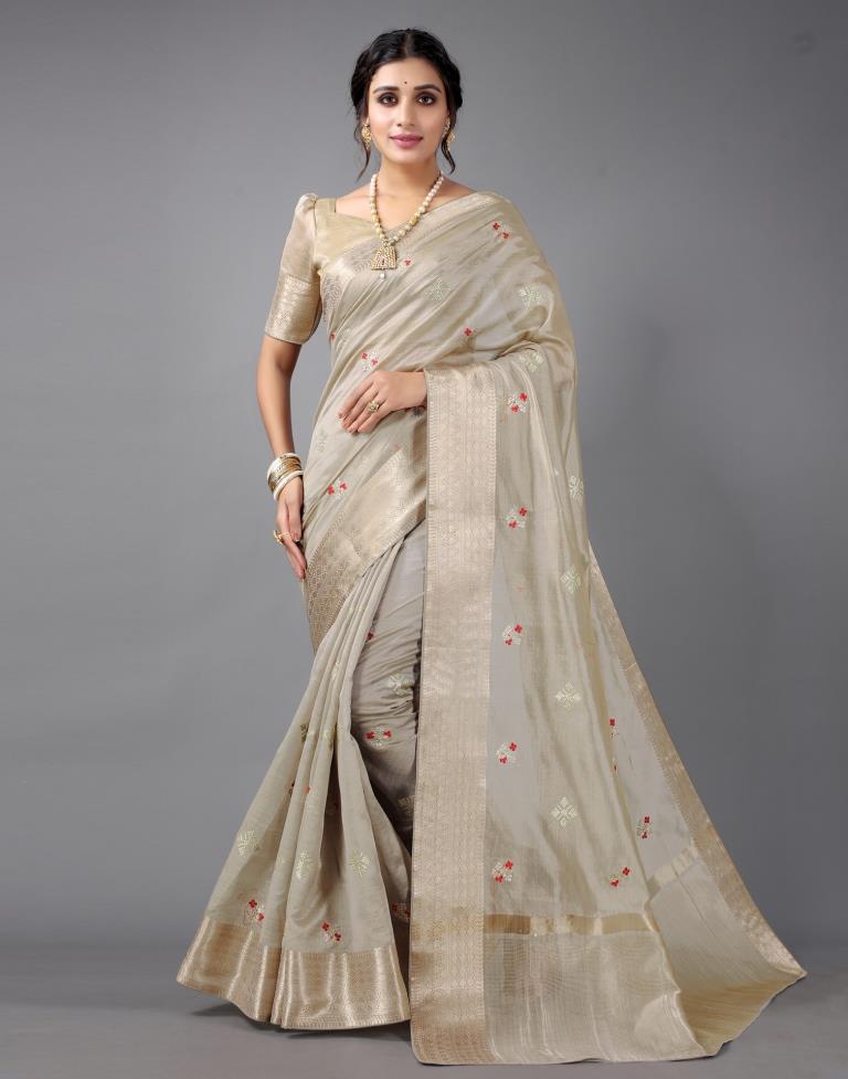 Beige Embroidery Saree | Sudathi