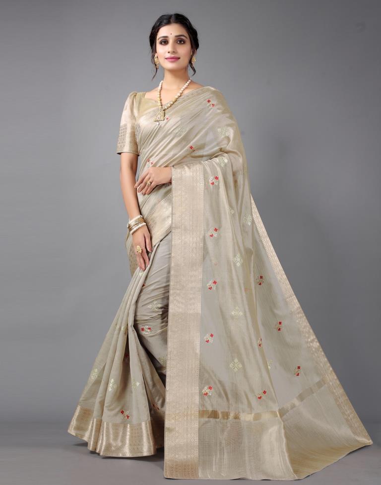 Beige Embroidery Saree | Sudathi