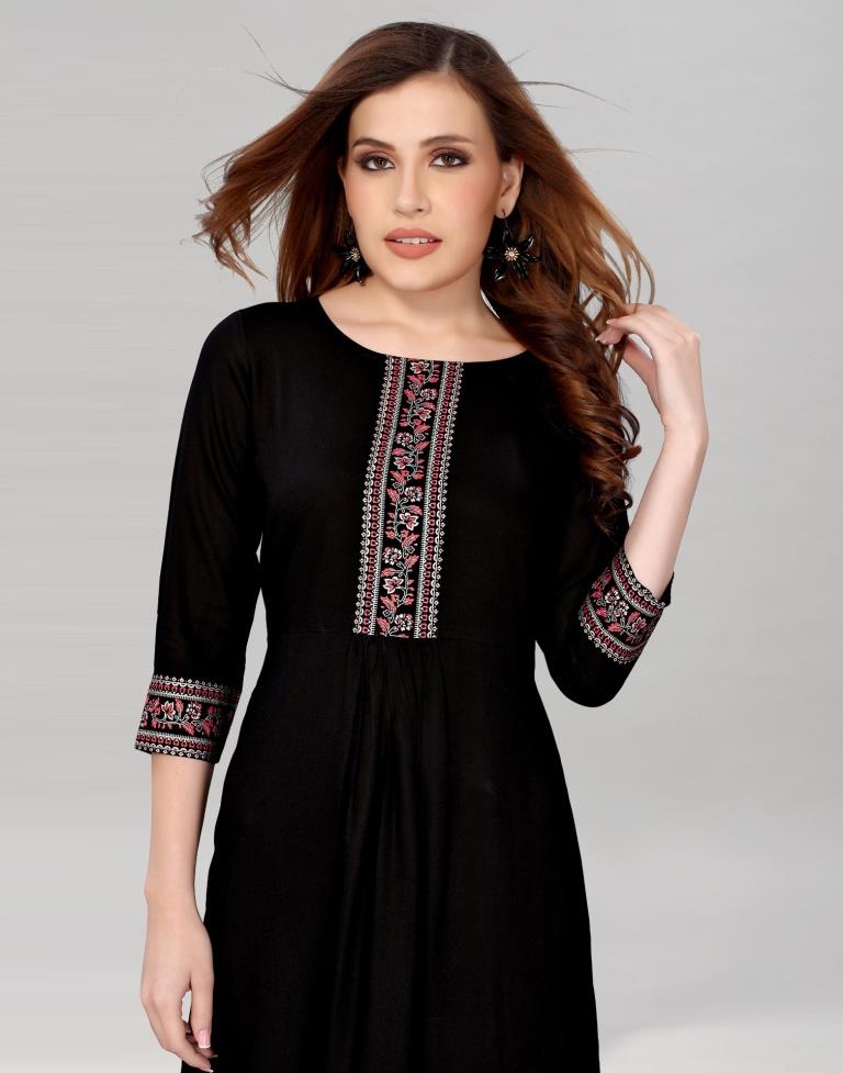 Black Rayon Slub Foil Dress | Sudathi