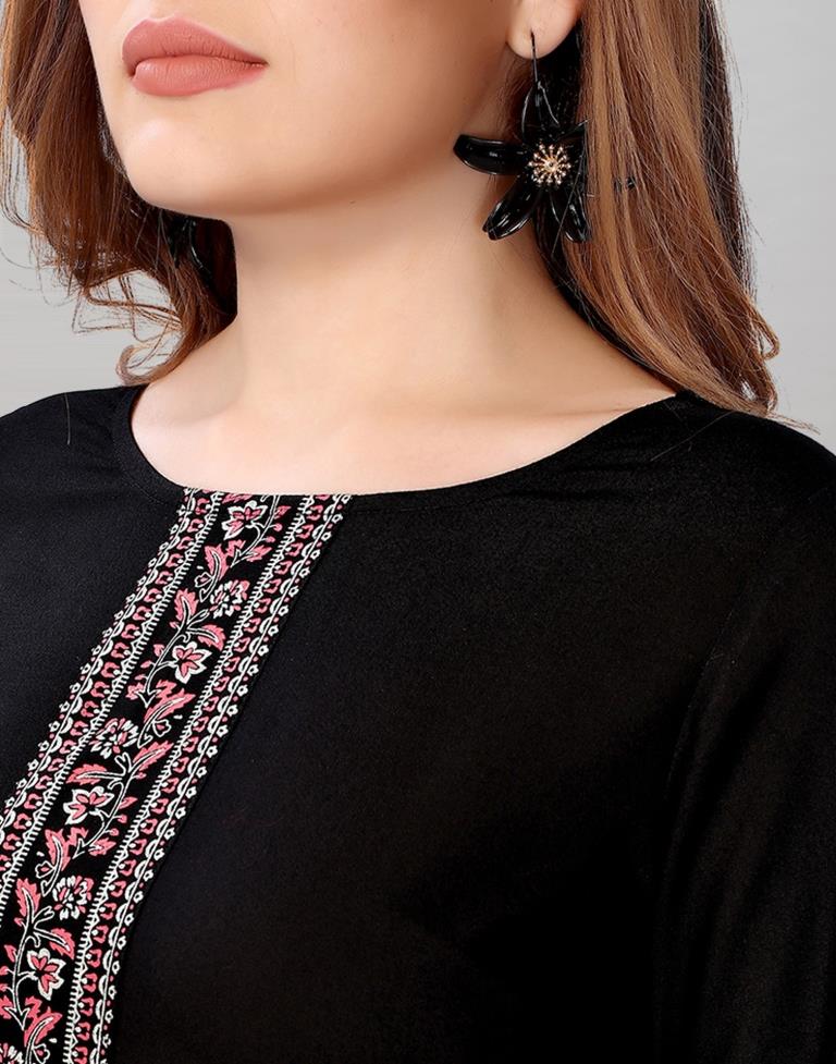 Black Rayon Slub Foil Dress | Sudathi