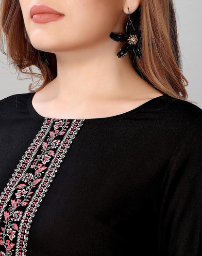 Black Rayon Slub Foil Dress | Sudathi