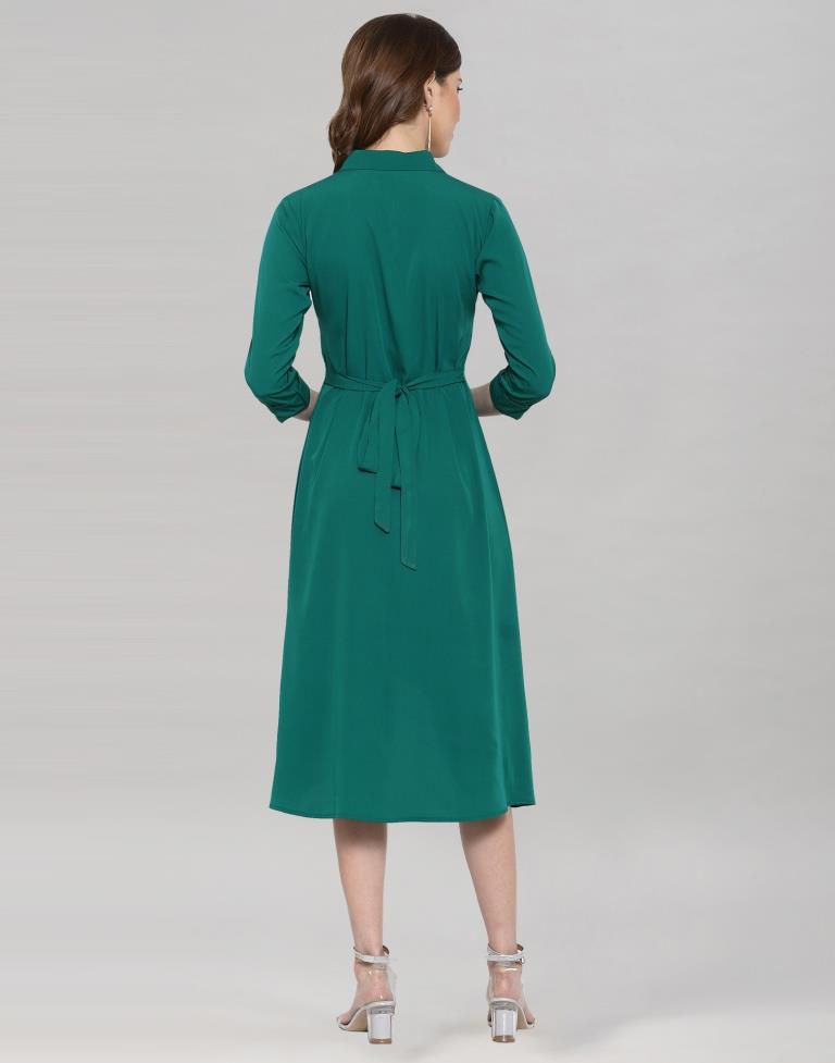 Rama Coloured Crepe Solid Dress | Sudathi