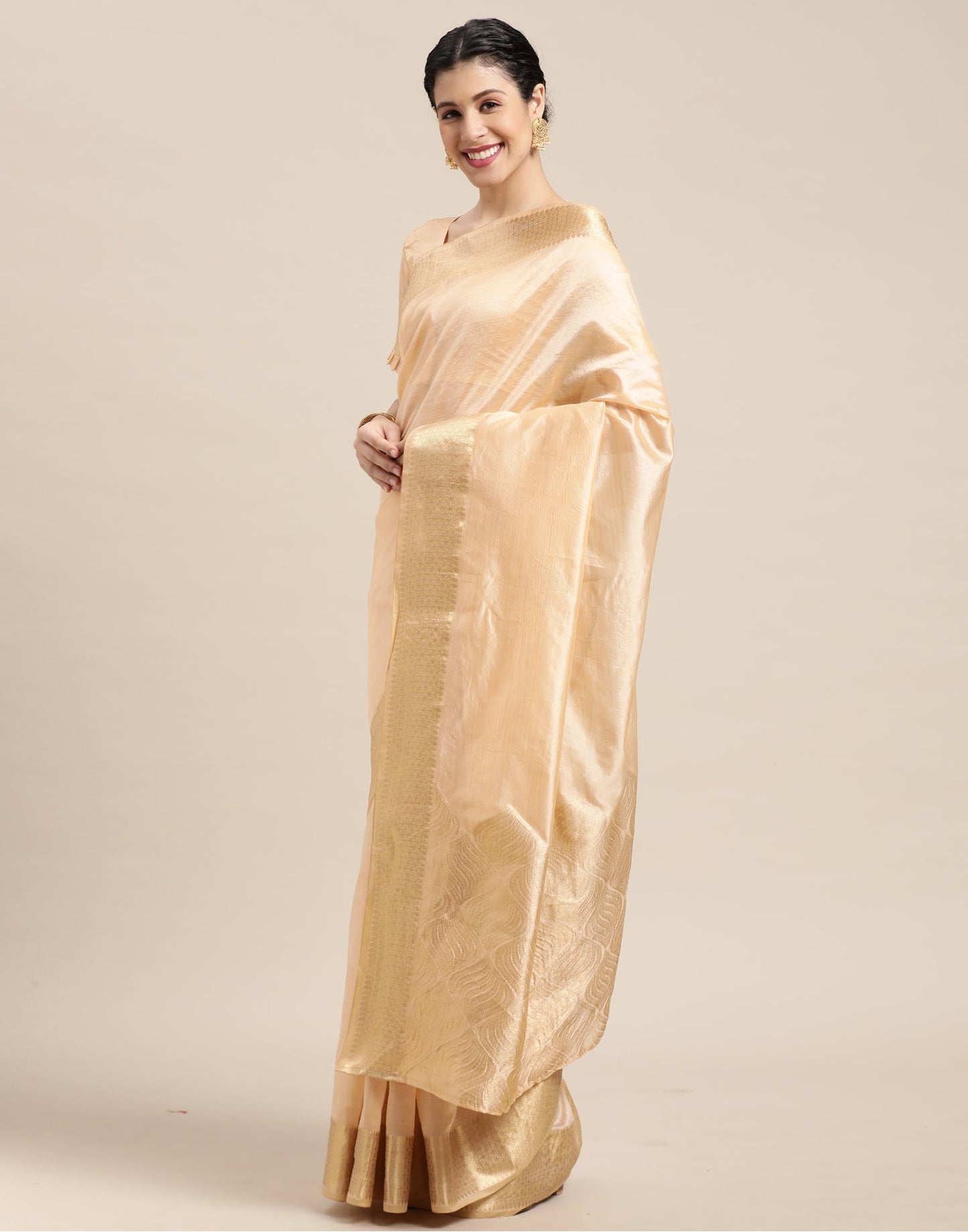 Cream Kanjivaram Silk Saree | Sudathi