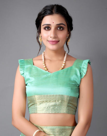 Mint Green Kanjivaram Silk Saree | Sudathi