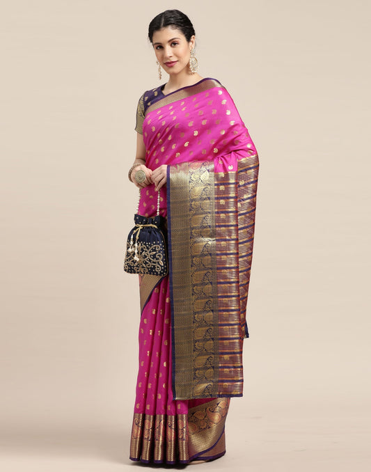 Hot Pink Banarasi Silk Saree | Sudathi