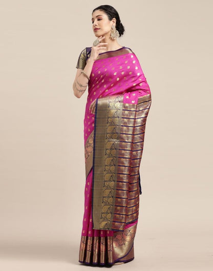 Hot Pink Banarasi Silk Saree | Sudathi