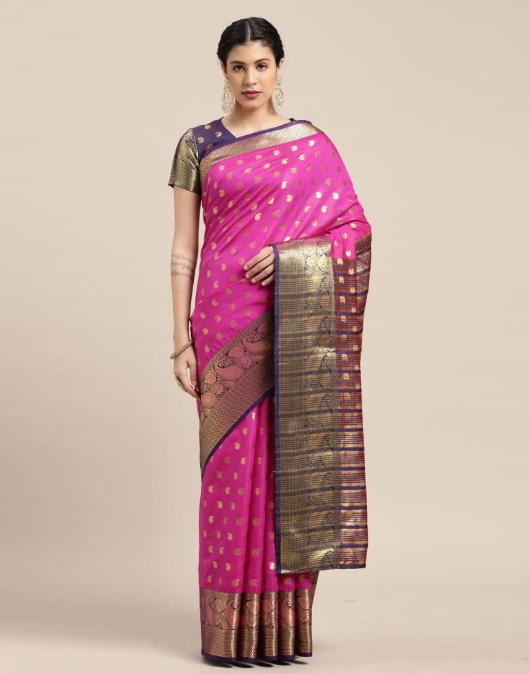 Hot Pink Banarasi Silk Saree | Sudathi