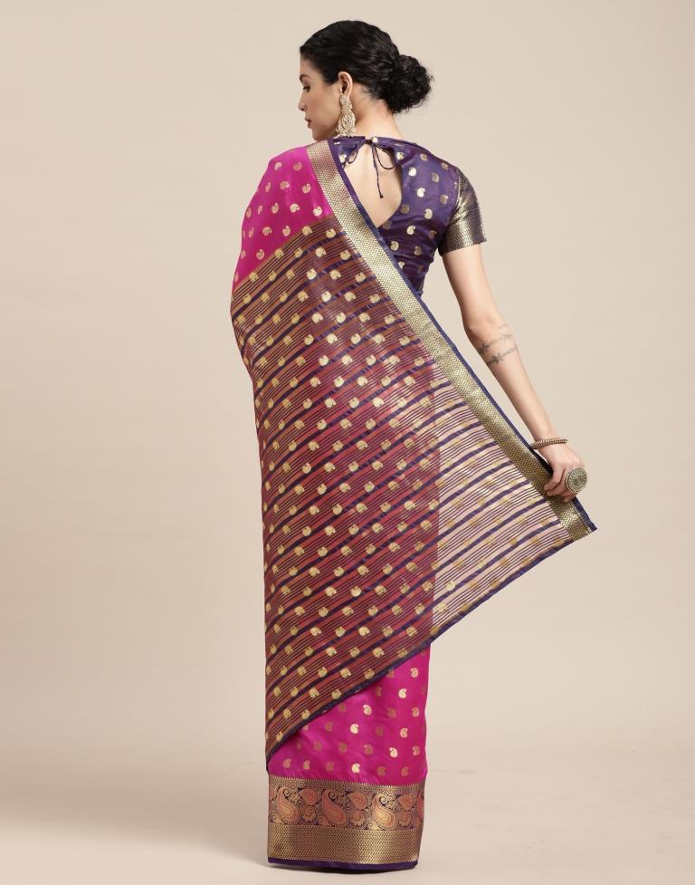 Hot Pink Banarasi Silk Saree | Sudathi