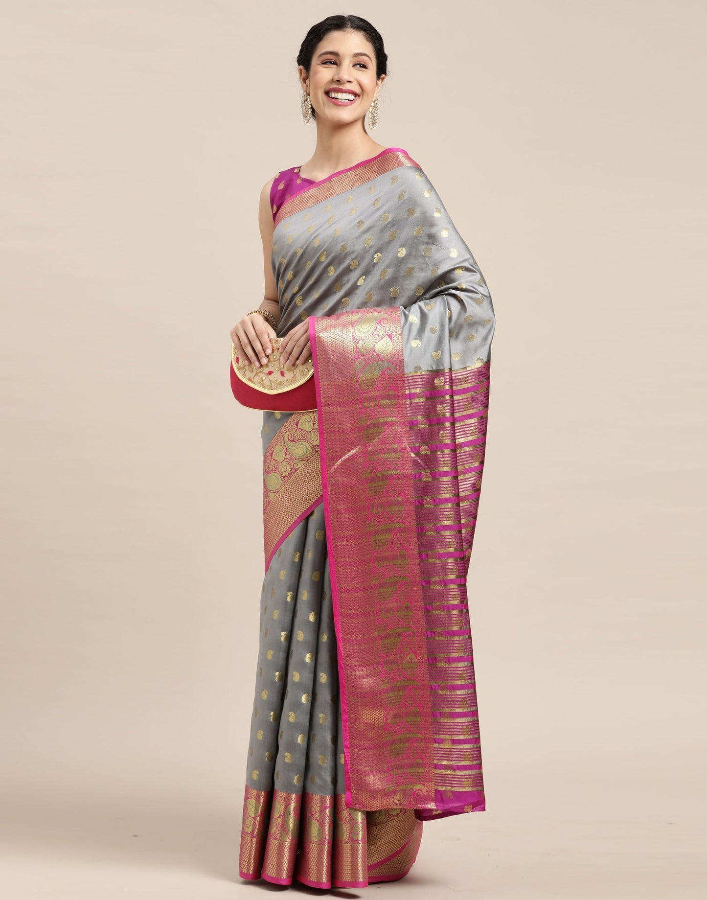 Grey Banarasi Silk Saree | Sudathi