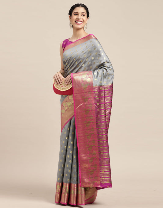 Grey Banarasi Silk Saree | Sudathi