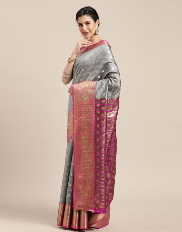 Grey Banarasi Silk Saree | Sudathi