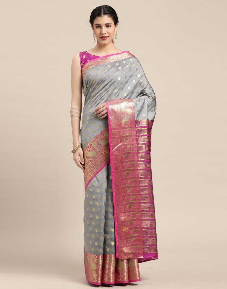 Grey Banarasi Silk Saree | Sudathi