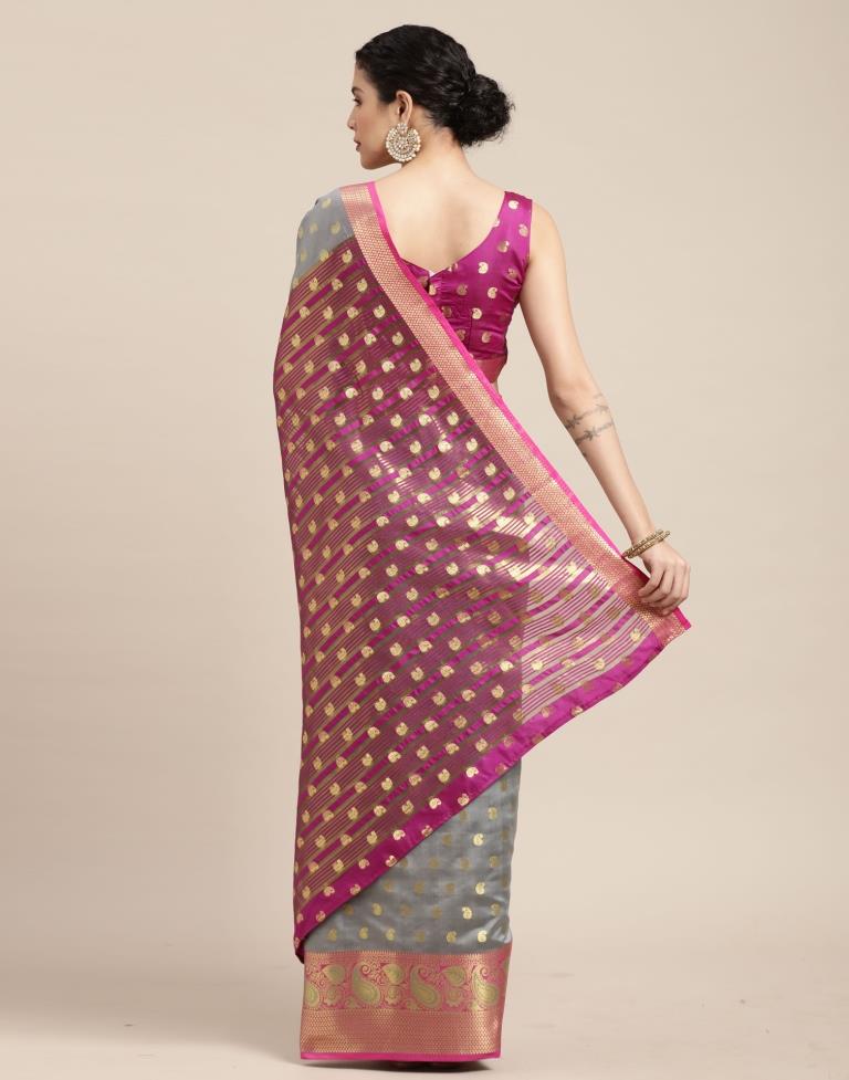 Grey Banarasi Silk Saree | Sudathi