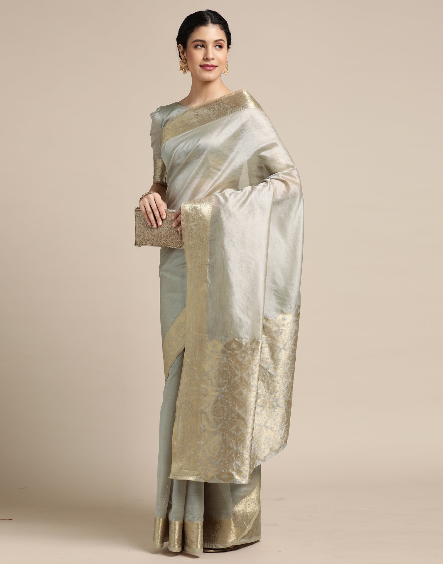 Grey Kanjivaram Silk Saree | Sudathi