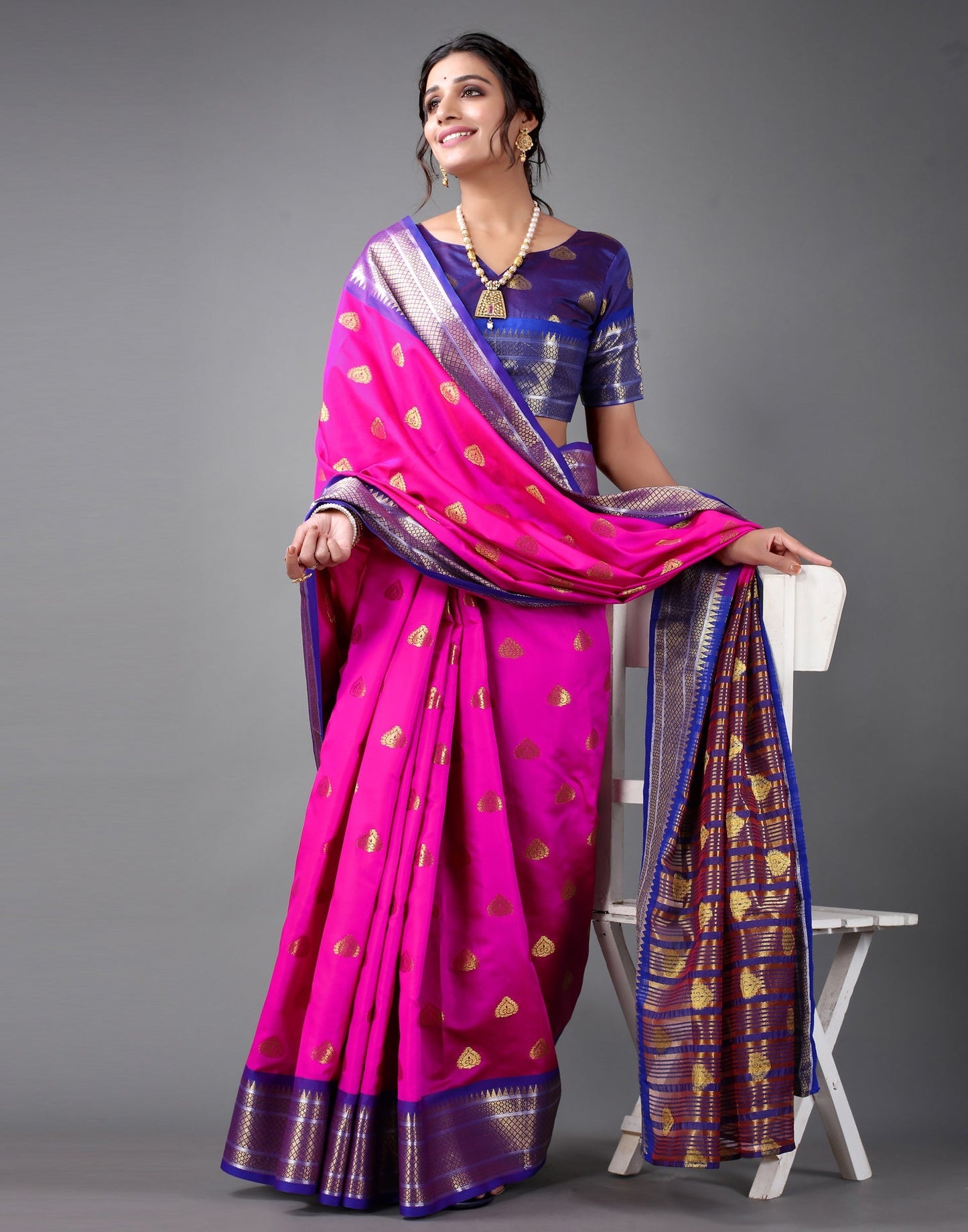 Hot Pink Banarasi Silk Saree | Sudathi