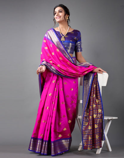 Hot Pink Banarasi Silk Saree | Sudathi