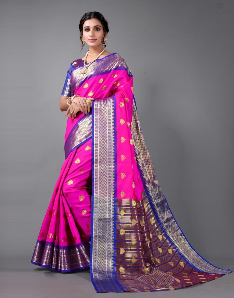 Hot Pink Banarasi Silk Saree | Sudathi