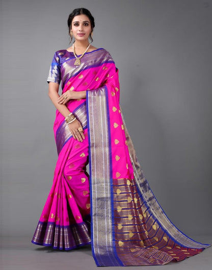 Hot Pink Banarasi Silk Saree | Sudathi