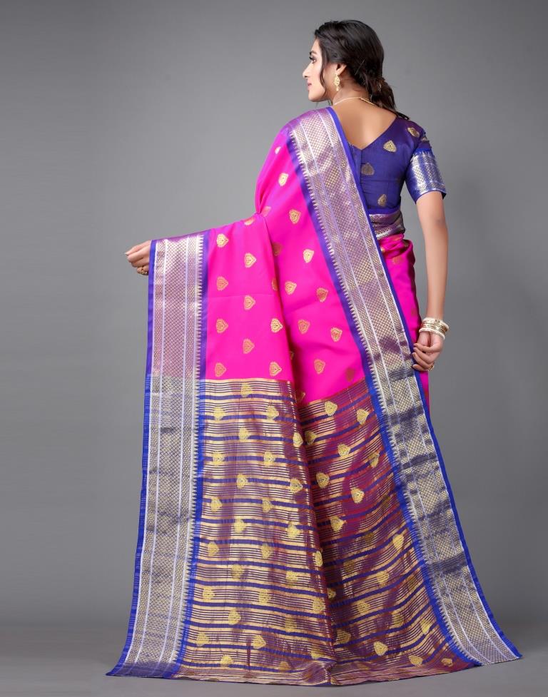 Hot Pink Banarasi Silk Saree | Sudathi