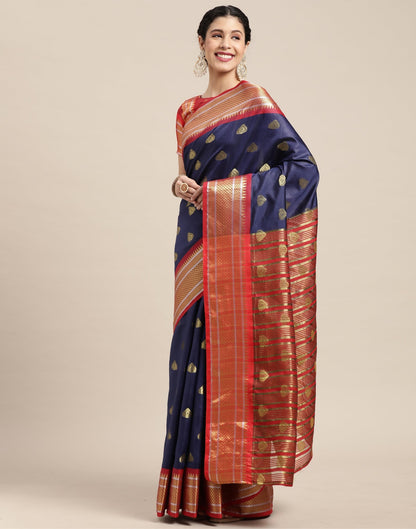 Navy Blue Silk Saree | Sudathi