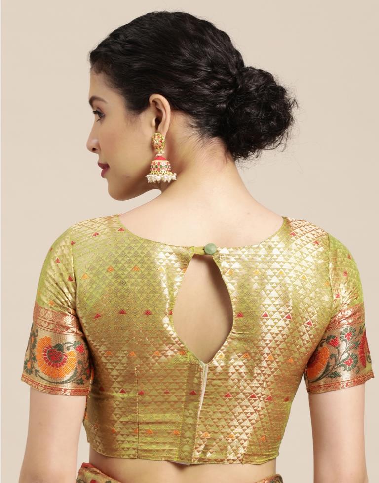 Olive Green Banarasi Silk Saree | Sudathi