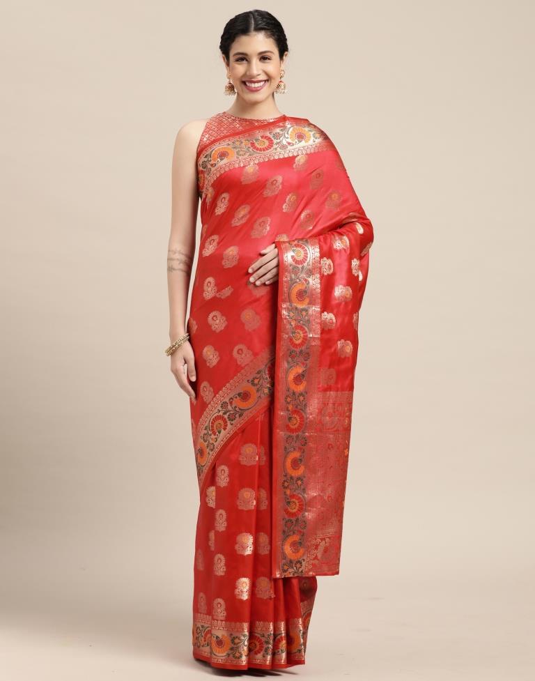 Orange Banarasi Silk Saree | Sudathi