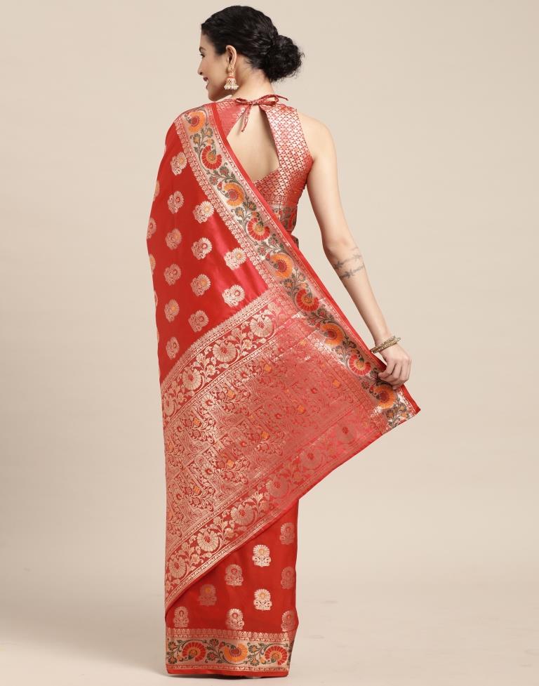 Orange Banarasi Silk Saree | Sudathi