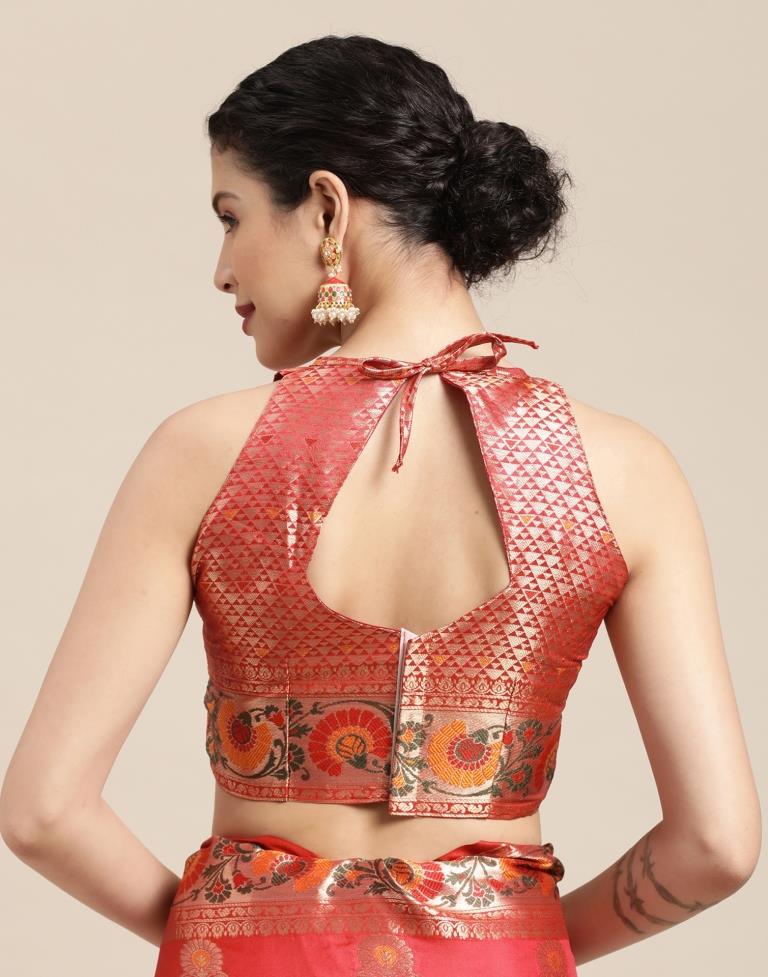 Orange Banarasi Silk Saree | Sudathi