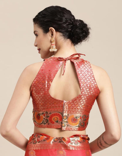 Orange Banarasi Silk Saree | Sudathi