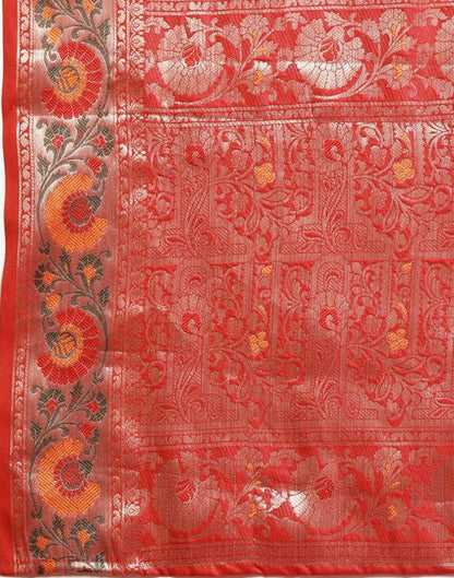 Orange Banarasi Silk Saree | Sudathi