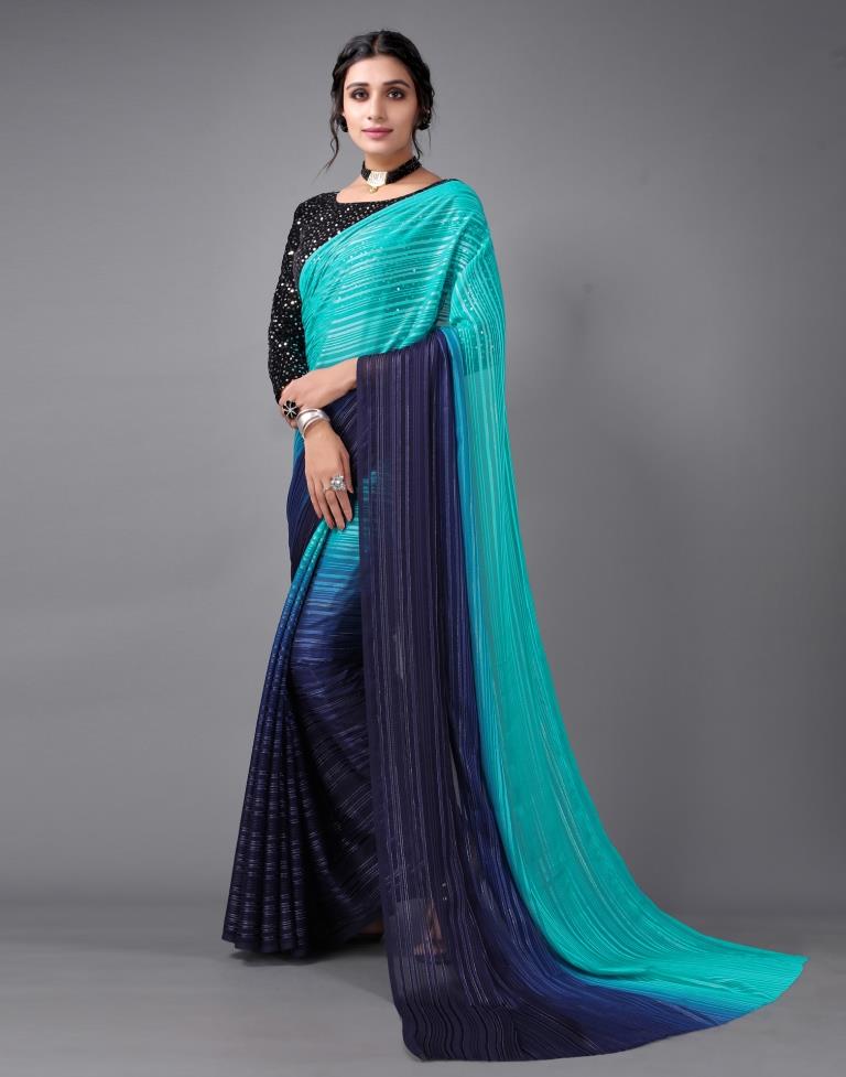 Turquoise Blue Georgette Saree | Sudathi