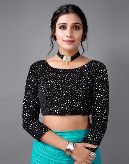 Turquoise Blue Georgette Saree | Sudathi