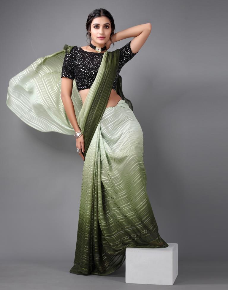 Olive Green Georgette Saree | Sudathi